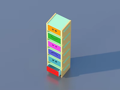 Colorful Multi Layer Drawer Cabinet Home Storage Organizer for Household Use 3d model