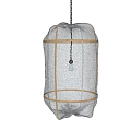 White Mesh Pendant Light With Gold Grid Frame Modern Minimalist Home Decor