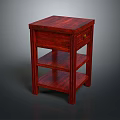 Red Wooden Nightstand With Drawer And Two Open Shelves Bedroom Furniture Design