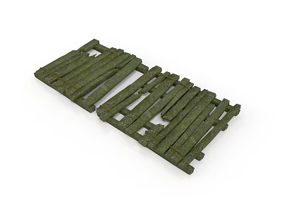 Green Wooden Fence Scene Components With Planks For Outdoor Garden Decoration 3d model