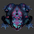 Vibrant Blue Purple Toad Game And Movie Character With Pink Spikes Sharp Claws Unique Design