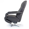 Modern Black Leather Leisure Chair With Armrests And Swivel Base Design