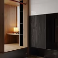 Modern Living Dining Room Interior With TV Wall Cabinets And Wooden Flooring