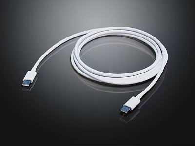 White USB Type C Data Cable for Smartphone Charging and Syncing Needs 3d model