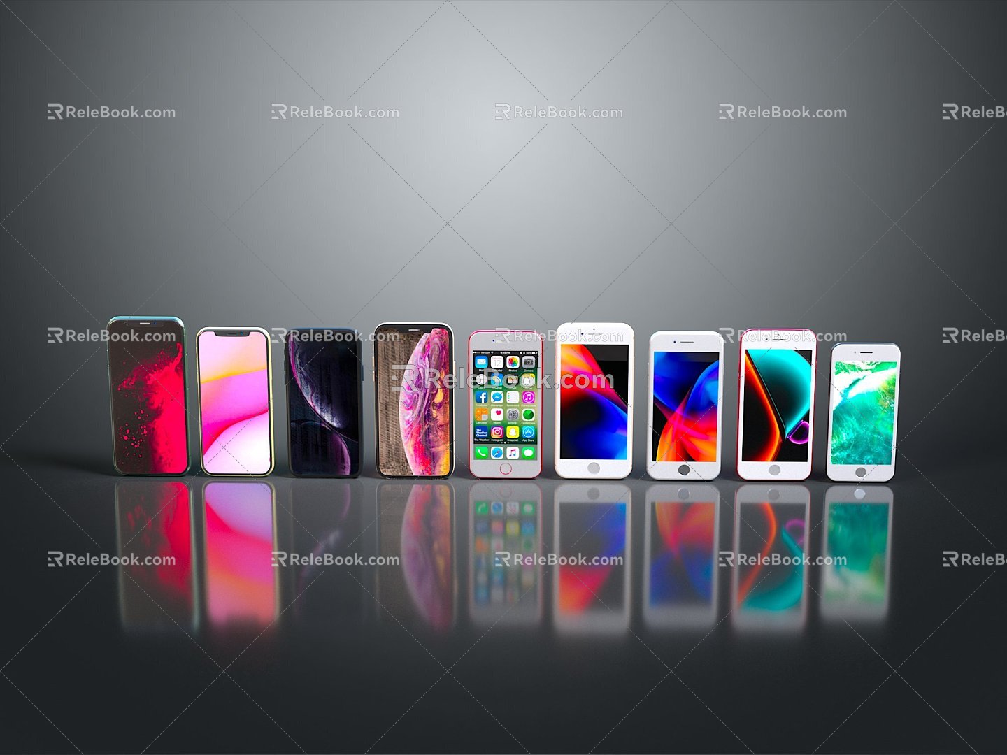 Modern mobile phones All models Smartphones 3d model