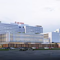 Modern Hospital Building Complex With Green Landscaping Multiple Buildings And Parking Areas