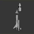 White Rocket Model With Launch Stand And Detailed Design Features 3d model