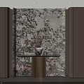 Elegant Foyer Entryway Interior With Decorative Marble Wall Console Table And Flower Vase