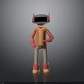 3D Cartoon Robot Character With VR Headset Pink Ears And Colorful Outfit