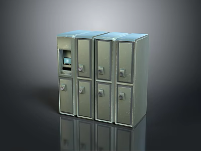 Sturdy Metal Storage Lockers With Multiple Doors Digital Screen And Secure Locks 3d model
