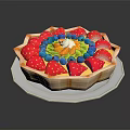 Delicious Fruit Tart Decorated with Fresh Strawberries Blueberries and Creamy Filling