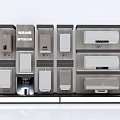 Modern Display Shelves with Sleek Design and Multiple Layers for Electrical Products 3d model