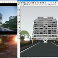 Elegant Modern Mid Rise Residential Building With Symmetrical Design Water Pond And Lush Greenery