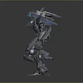 Futuristic Mechanical Robot Character With Silver Metallic Armor And Detailed Robotic Limbs