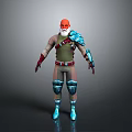 A Man With Red Hair Beard In Green Vest Blue Armor Red Gloves Blue Boots