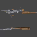 Vintage Submachine Gun With Disassembled Parts Wooden Stock And Metal Components