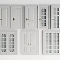 White Wooden Hinged Doors Various Styles With Glass Panels And Solid Panels For Interior Use 3d model
