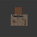 Detailed Rustic Themed Scene Setup With Rock Formation Wooden Tables Logs And Tower Structure
