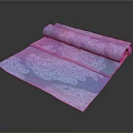 Soft Purple And Blue Scarf With White Floral Pattern Rolled For Daily Use