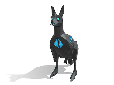 Low Poly Geometric Decorative Figurine Set With Black Blue Abstract Animal Design For Home Decor 3d model