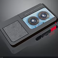Vintage Retro Tape Player With Transparent Cassette Window And Built In Speaker