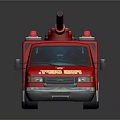 Red Fire Rescue Truck With Ladder And Emergency Lights On Roof
