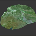 3D Topographic Terrain Model With Mountain Ranges Glaciers And Blue Lake