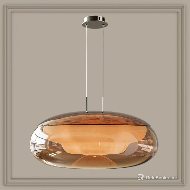 Modern Copper Pendant Light With Glass Shade And Round Design For Interior 3d model 
