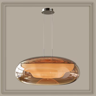 Modern Copper Pendant Light With Glass Shade And Round Design For Interior 3d model