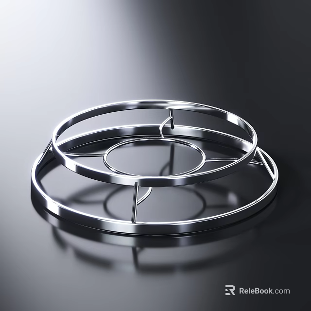Stainless Steel Circular Kitchen Rotating Tray With Multi Layered Ring Design 3d model