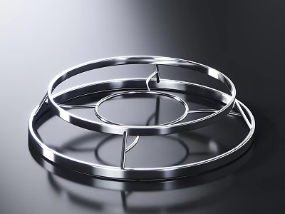 Stainless Steel Circular Kitchen Rotating Tray With Multi Layered Ring Design 3d model