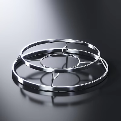 Stainless Steel Circular Kitchen Rotating Tray With Multi Layered Ring Design 3d model