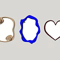 Decorative Wall Mirrors With Beige Floral Blue Irregular And Red Heart Shaped Frames 3d model