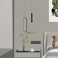 Modern Pendant Lights With Ring And Bar Shapes In Bedroom With Bamboo Plant