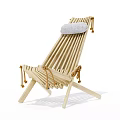 Modern Wooden Slatted Lounge Chair With Gray Cushion And Rope Accents