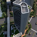 Birds Eye View Planning of Modern High Rise Building with Roads River and Green Belts