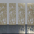 White Carved Pattern Hinged Doors With Decorative Design For Interior Decoration 3d model