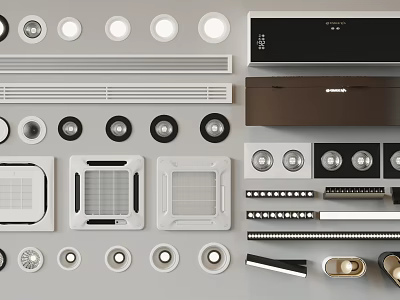 Various Air Conditioner Air Outlets And Ventilation Devices On 3d model