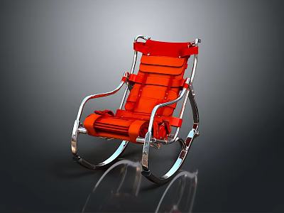 Modern Red Rocking Chair With Chrome Metal Frame And Stylish Design Elements 3d model