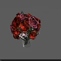 Glass Vase With Vibrant Orange Pink And White Roses Bouquet