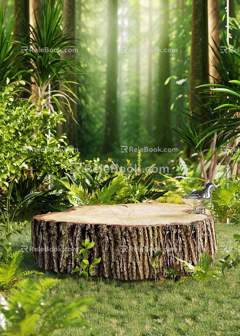 E-commerce background forest moss plant poster e-commerce booth landscape map 3d model