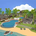 Tropical Boutique Villa With Swimming Pool Outdoor Lounge Area And Palm Trees