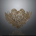 Golden Heart Shaped Intricate Lacy Design Decorative Bonsai Plant with Artistic Appeal