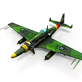 Green Camouflage Aerospace Aircraft Model With Yellow Nose And Detailed Wings