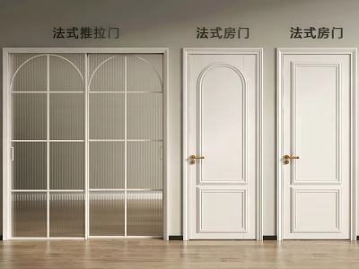 French Style Sliding Doors With Glass Panels And French Doors Interior Design 3d model