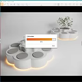 Modern Public Chair With Circular Seating Illuminated Base And Potted Plant