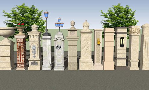 European Roman Column Courtyard Garden Stone Gate Column Roman Column 3d model