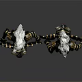 Monster Creature Figures With Big Ears Striped Skin Clawed Limbs Front And Back Views