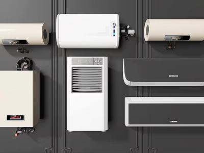 Variety Of Modern Household Electric Appliances Including Water Heater Air Conditioner And Heater 3d model