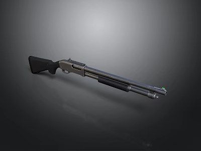Tactical Double Barrel Shotgun With Black Stock And Silver Barrels Design 3d model